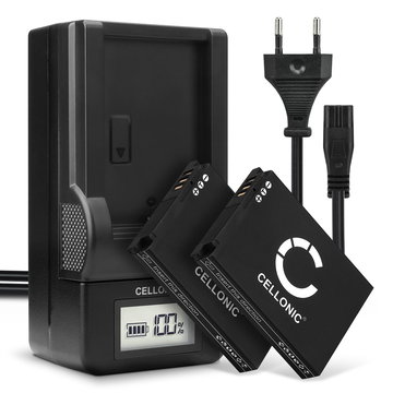 2x Akku + Laturi kameraan Samsung WB150F WB150 WB1100F WB710 WB700 EX2F ES50 ES55 PL50 TL100 - SLB-10A (1050mAh, 3.7V) tuotemerkiltä CELLONIC