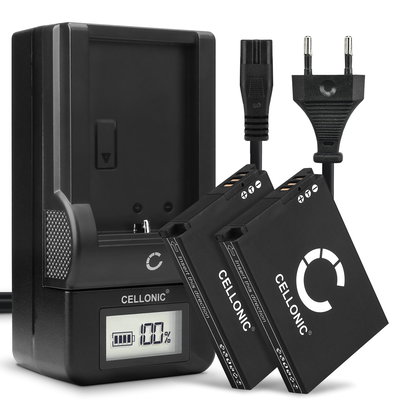 2x Akku + Laturi kameraan Samsung WB150F WB150 WB1100F WB710 WB700 EX2F ES50 ES55 PL50 TL100 - SLB-10A (1050mAh, 3.7V) tuotemerkiltä CELLONIC