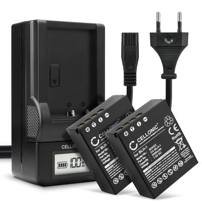 2x Akku + Laturi kameraan Olympus OM-D E-M1 Mark II, OM-D E-M1X - BLH-1 (2000mAh, 7.4V) tuotemerkiltä CELLONIC