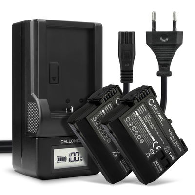 2x Akku + Laturi kameraan Nikon D7200 D7000 D7100 D750 D7500 D500 D600 D610 D800 D810 D850 Z6 Z7 - EN-EL15b EN-EL15a (2000mAh, 7.4V) tuotemerkiltä CELLONIC