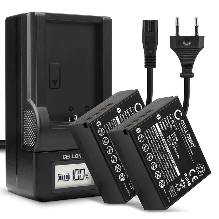 2x subtel Akku Olympus BLH-1 2250mAh + Laturi, Vaihtoakku Replacement Battery