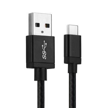 USB-johto kännykkään Oppo Find X3 Pro, Neo, Lite, Find X2 Pro, Neo, Lite - USB C Type C, 3A, 1m latausjohto. Musta Nylon datakaapeli