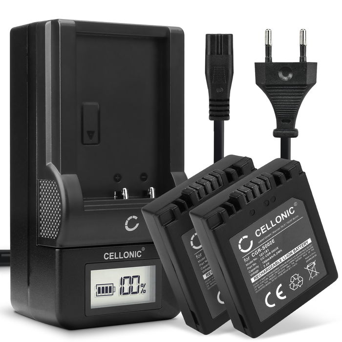 2x Panasonic Lumix DMC-FZ5 akku + Laturi tuotemerkiltä CELLONIC