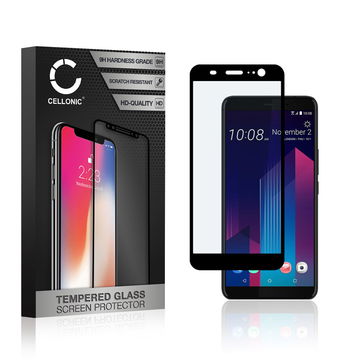 Screen Protector for HTC U11 Plus Phone Screen Cover - 3D Full Cover 0,33mm Full Glue 9H Tempered Glass Smartphone Display Screen Guard Black