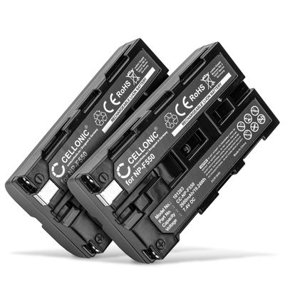 2x Akku kameraan Sony HDR-FX1000E HDR-FX7E FX1000 DSR-PD150 PD170 DSR-250 DCR-VX1000 VX2100e - NP-F550 F750 F330 (2600mAh, 7.4V) tuotemerkiltä CELLONIC