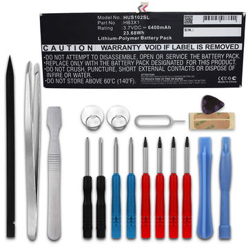 subtel Replacement Tablet Battery for Huawei MediaPad 10 Link S10-201u S10-202u S10-201L + 17-Tool Tablet Repair Kit - HB3X1 6400mAh