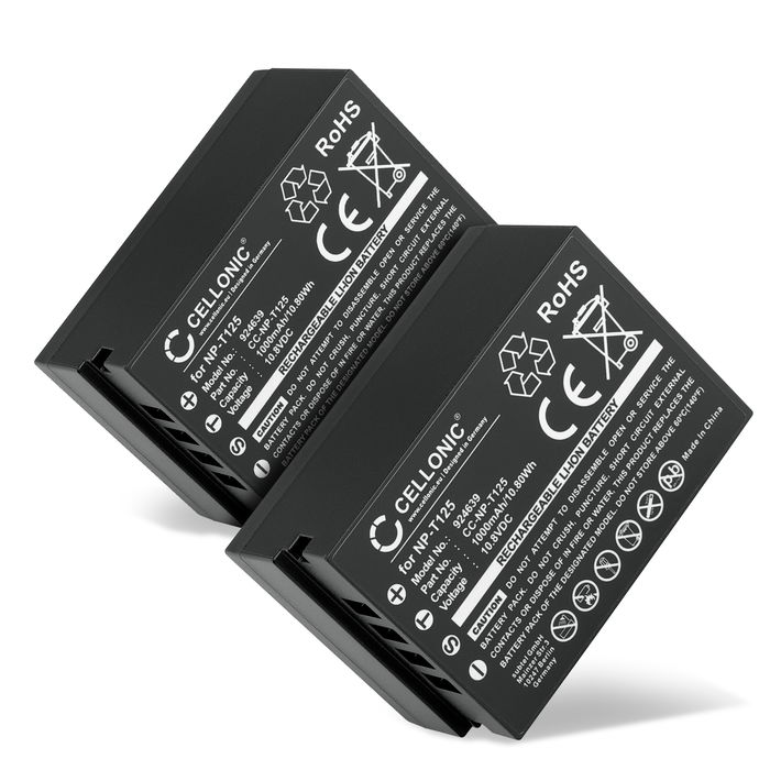 2x subtel Akku Fuji NP-T125 1000mAh, Vaihtoakku Replacement Battery