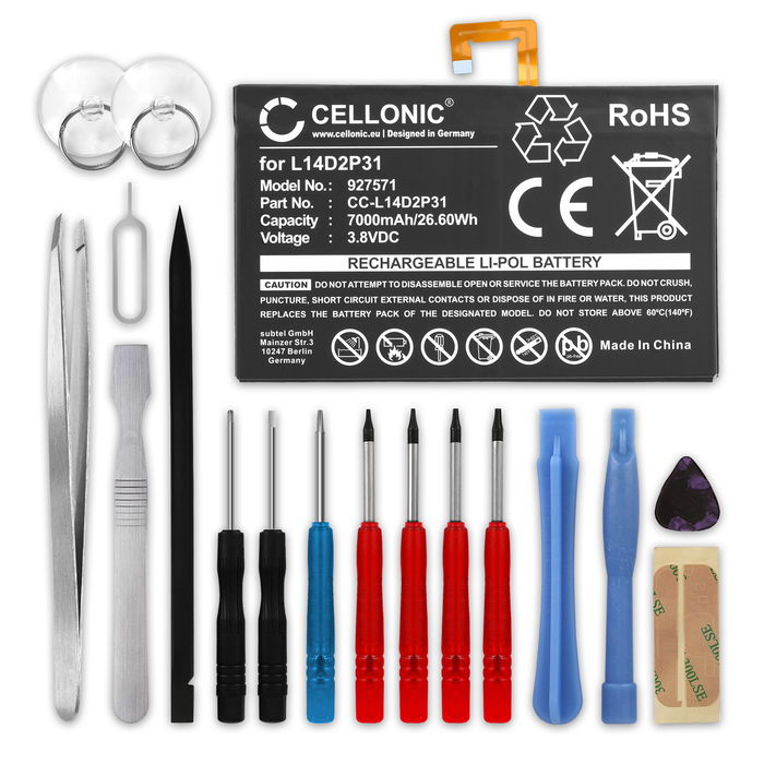 Lenovo L14D2P31 vaihtoakku + Työkalu tuotemerkiltä subtel. 7000mAh tabletin akku