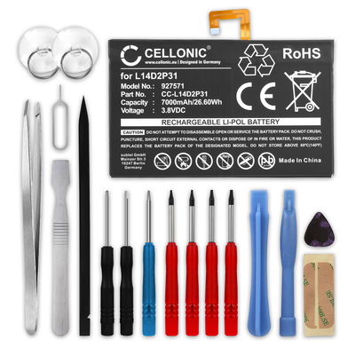 Akku tablettiin Lenovo Tab 2 A10-70, Tab 2 A10-70F, Tab 2 A10-70L, TB-X103F, Tab 4 TB-X304L, TB-X704N - L14D2P31, SB18C03763, vaihtoakku 7000mAh + Työkalu