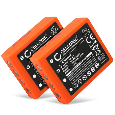 2x Akku kaukosäätimeen HBC Radiomatic Quadrix, Micron 4, 5, 6, 7, Vector Pro, Keynote - BA223000, BA223030, FUB6, 2000mAh, 3.6V vara-akku