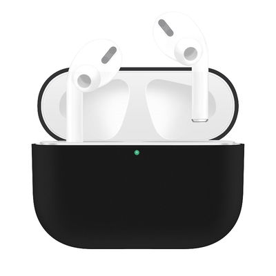 Suojakotelo Apple AirPods Prolle - Musta latauskotelo silikonia, mattapinta