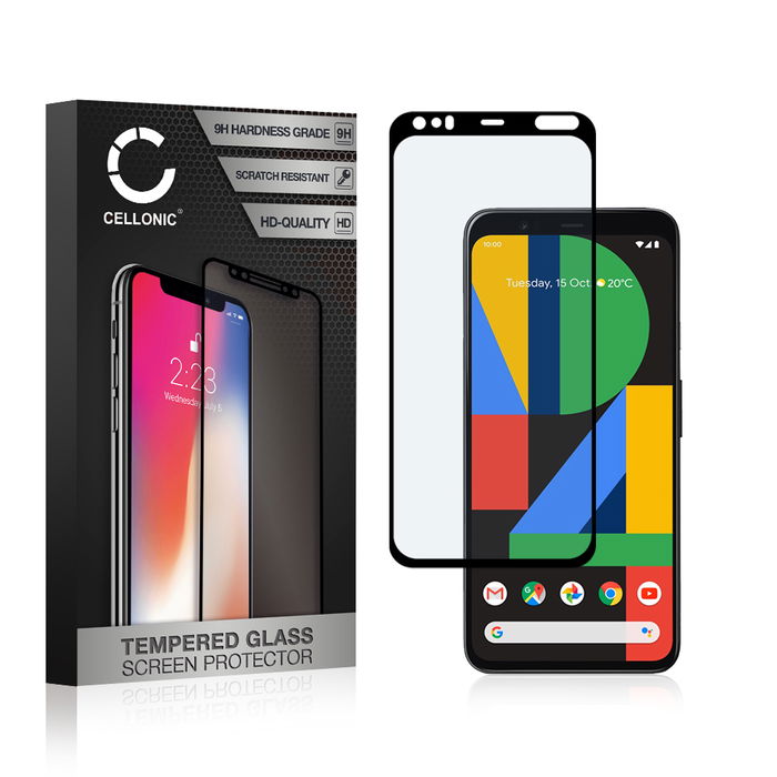 Panssarilasi puhelimeen Google Pixel 4 XL - 3D Case-friendly, 9H, 0,33mm, Full Glue, Musta, CELLONIC