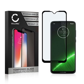 Panssarilasi puhelimeen Motorola Moto G7 / Moto G7 Plus - 3D Case-friendly, 9H, 0,33mm, Full Glue, Musta, CELLONIC