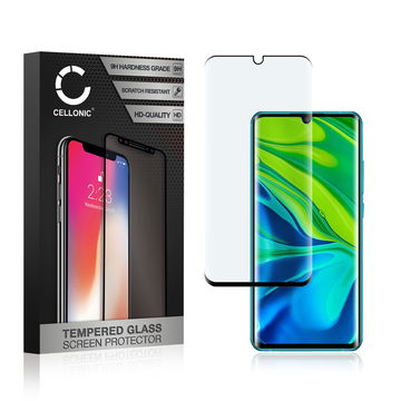 Panssarilasi puhelimeen Xiaomi Mi Note 10 / Mi Note 10 Pro - 3D Full Cover, 9H, 0,33mm, Edge Glue, Musta, CELLONIC