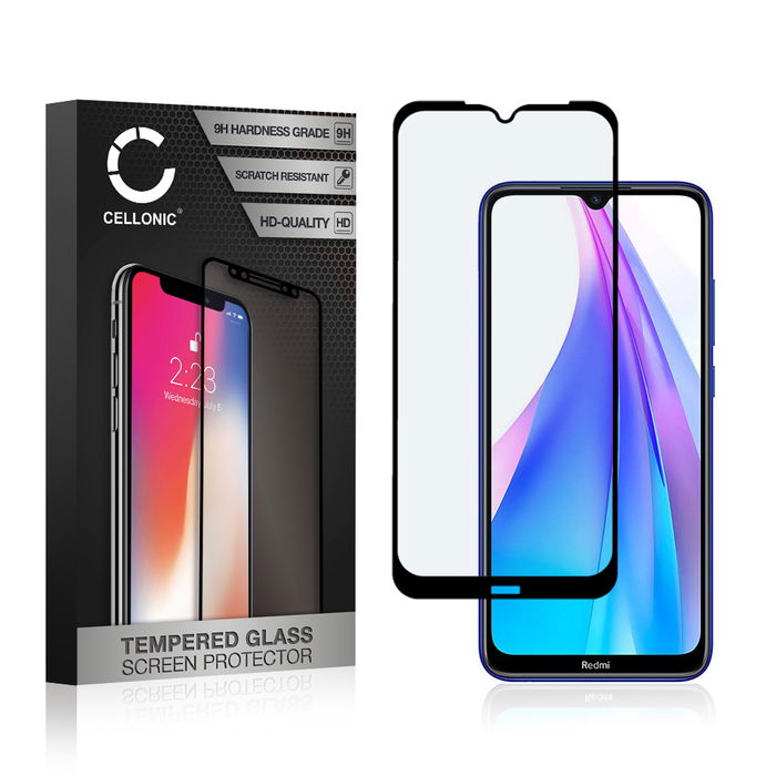 Panssarilasi puhelimeen Xiaomi Redmi Note 8T - 3D Full Cover, 9H, 0,33mm, Full Glue, Musta, CELLONIC
