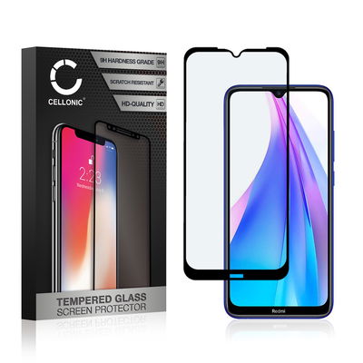 Panssarilasi puhelimeen Xiaomi Redmi Note 8T - 3D Full Cover, 9H, 0,33mm, Full Glue, Musta, CELLONIC