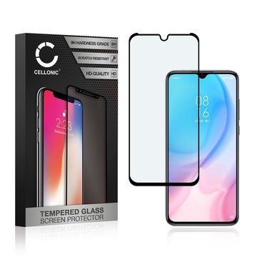 Panssarilasi puhelimeen Xiaomi Mi 9 Lite - 3D Full Cover, 9H, 0,33mm, Full Glue, Musta, CELLONIC