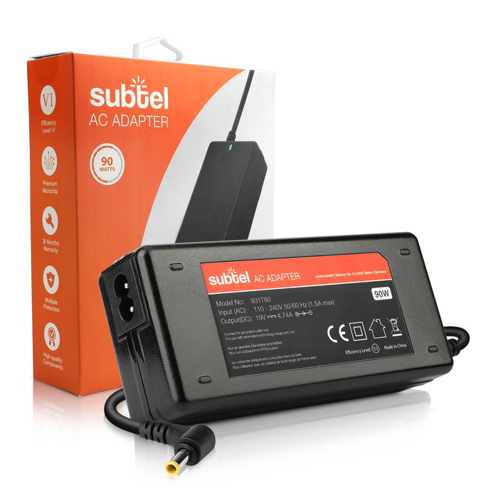 Laturi tietokoneeseen Samsung M60 M55, P60 Pro P50 Pro, RC520, E172, Q70, R730 R540, NC10 N150 N102 - 90W, 19V, XE500T1C tarvikelaturi, 2.6m virtajohto, laturi , yhteys(5.5mm x 3mm + pin)