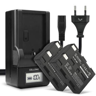 2x Akku + Laturi kameraan Konica Minolta Maxxum 7D Dynax 5D Dynax 7D DiMAGE A2 DiMAGE A1 Maxxum 5D - NP-400 (1600mAh, 7.4V) tuotemerkiltä CELLONIC