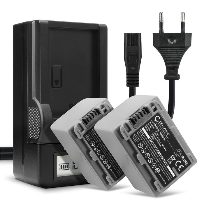 2x Cellonic Akku Sony NP-FP50 1360mAh + Laturi, Vaihtoakku Replacement Battery