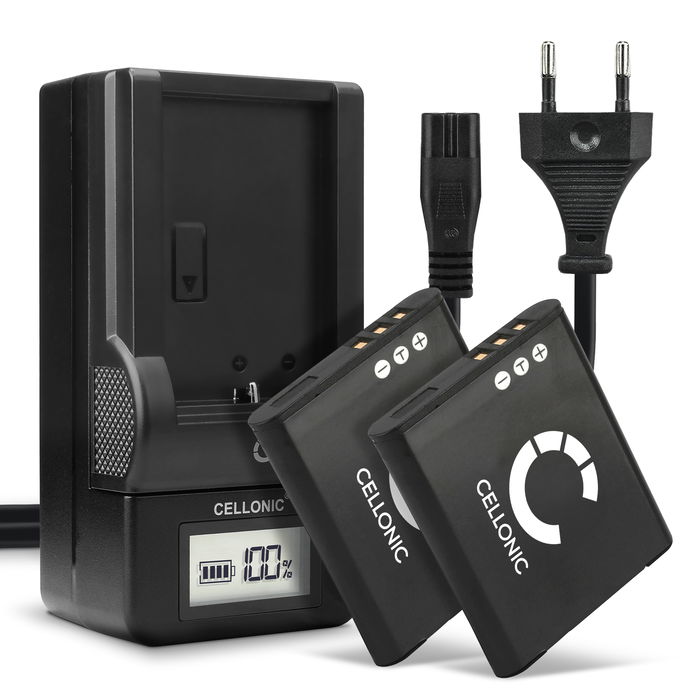 2x Akku + Laturi kameraan Pentax Optio WG-3 WG-3 GPS WG-4 GPS WG-10 Optio WG-2 WG-50 Pentax X70 - D-Li92 (730mAh, 3.7V) tuotemerkiltä CELLONIC