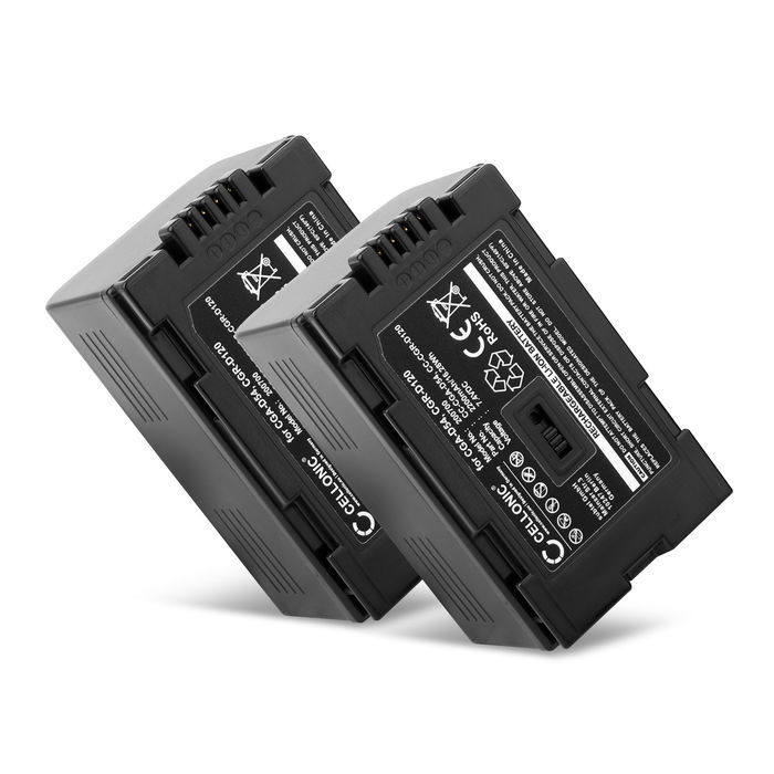 2x Akku kameraan Panasonic NV-GX7, NV-RX11, NV-EX3, NV-DS38, NV-DS20, NV-GS5, NV-DS77 - CGA-D54 CGR-D120 -D220 (2200mAh, 7.4V) tuotemerkiltä CELLONIC