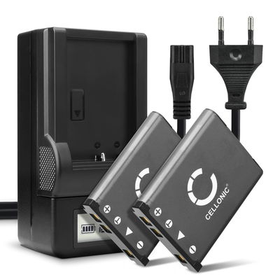 2x Akku + Laturi kameraan Casio Exilim TR150 H15 ZS5 H50 Z35 ZS6 Z1 H5 Z16 Z2 Z33 Z330 NP80 NP82 - NP-80 NP-82 (700mAh, 3.7V) tuotemerkiltä CELLONIC