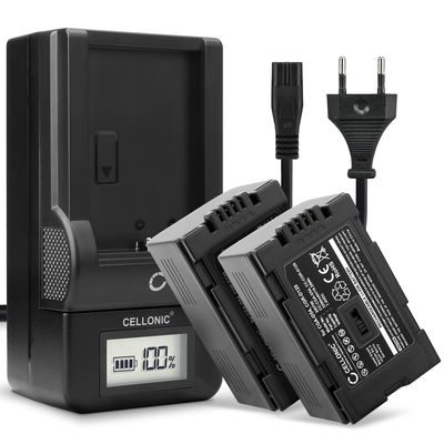 2x Akku + Laturi kameraan Panasonic NV-GX7, NV-RX11, NV-EX3, NV-DS38, NV-DS20, CGA-D54, CGR-D220 - CGA-D54 CGR-D120 -D220 (2200mAh, 7.4V) tuotemerkiltä CELLONIC