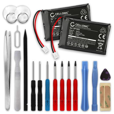 2x Akku pelikonsoliin Sony PlayStation 4 Dualshock 4 Wireless Controller (Version 2) 1000mAh + Työkalu tuotemerkiltä CELLONIC