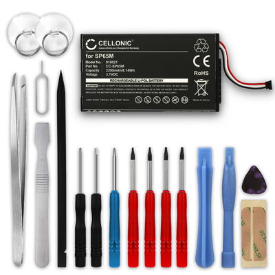 Akku pelikonsoliin Sony PS Vita (PCH-1000 / PCH-1004) / PS Vita (PCH-1100 / PCH-1104) - 2200mAh, 3.7V, Litiumpolymeeri, SP65M vaihtoakku + Työkalu