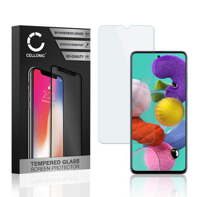 Panssarilasi puhelimeen Samsung Galaxy A51 (SM-A515) - 2.5D, 9H, 0,33mm, Full Glue, Läpinäkyvä, CELLONIC