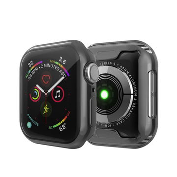 Suojakotelo näytönsuojalla Apple Watch SE / 6 / 5 / 4 - 40mm älykellolle - Läpinäkyvä / musta TPU, 2in1 kotelo