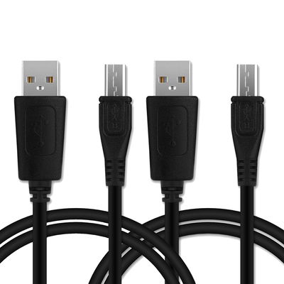 2x USB-johto kännykkään CAT S60, S42, S41, S40, S31, S30, B30, B26, B25 - Micro-USB langer Stecker, 1A, 1m latausjohto. Musta PVC datakaapeli