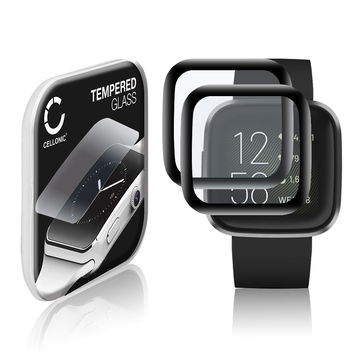 2x Näytönsuojalasi älykelloon FitBit Versa 2 / Versa 2 SE - 3D Full Cover, 9H, 0,33mm, Full Glue - Läpinäkyvä älykellon suojalasi
