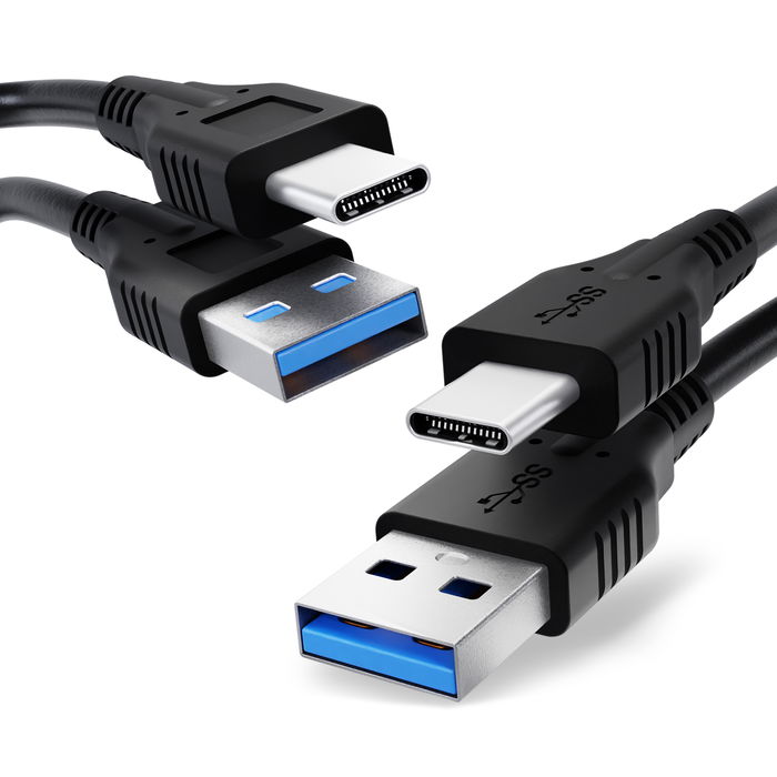 2x USB-johto kännykkään Blackview BV9900, BV9800 Pro, BV9700 Pro, BV6800 Pro, BV6600, BV6300 Pro - USB C Type C, 3A, 1m latausjohto. Musta PVC datakaapeli