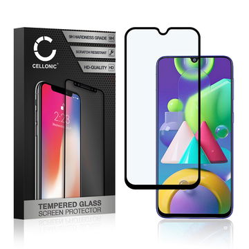 Panssarilasi puhelimeen Samsung Galaxy A30 / A30s / A50 / M21 / M30s / M31 - 3D Case-friendly, 9H, 0,33mm, Full Glue, Musta, CELLONIC