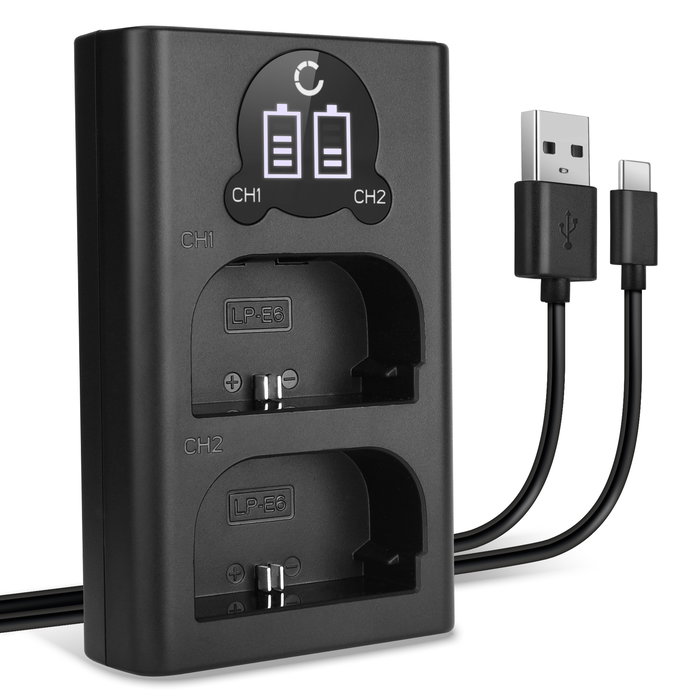 USB Tupla Laturi Canon EOS 5D Mark IV Latausasema kaksoislaturi Verkkolaturi + USB Kaapeli