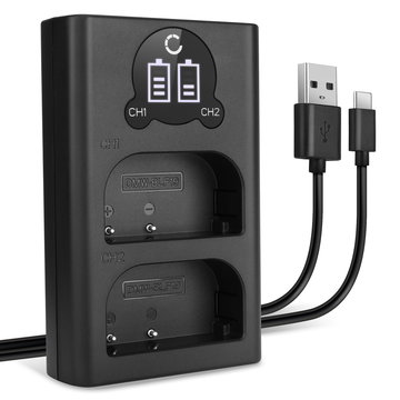USB-kaksoislaturi (DMW-BLF19 DMW-BLF19E DMW-BLF19PP) Panasonic GH5 GH5s GH4 GH3 Lumix DMC-GH4 DC-GH5 DC-G9-laitteille + 1m + USB Kaapeli valmistajalta CELLONIC