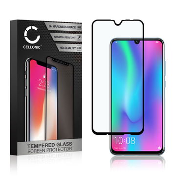 Panssarilasi puhelimeen Honor 10 Lite - 3D Case-friendly, 9H, 0,33mm, Full Glue, Musta, CELLONIC