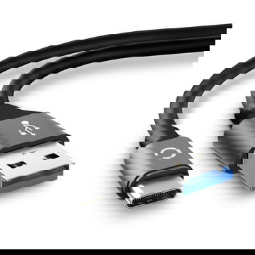 USB-C - USB-A johto, 3A, 2m latausjohto. Harmaa Nylon USB-kaapeli 