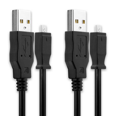 2x U-8 8 Pin - USB A -johto kameraan Kodak Easyshare M763, Z8612, C613, C813, Z612 Z710, Z740, Z981, Z1012 IS - Musta 1.5m, nopea 0.5A, PVC-kamerajohto U-8, tuotemerkiltä subtel
