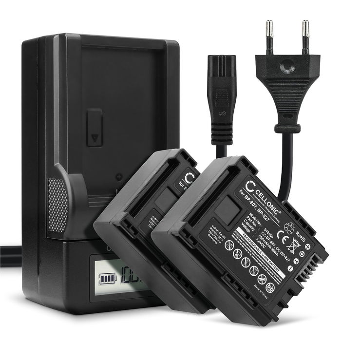 2x Cellonic Akku Canon LEGRIA HF M307 890mAh + Laturi, Vaihtoakku Replacement Battery