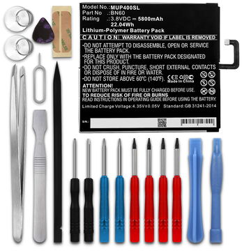 subtel Replacement Tablet Battery for Xiaomi Mi Pad 4 / M1806D9E / M1806D9W + 17-Tool Tablet Repair Kit - BN60 5800mAh