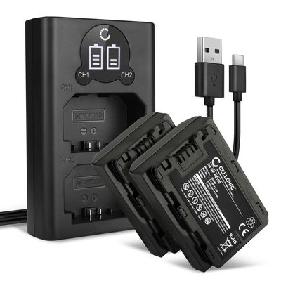 2x Akku + Tupla Laturi kameraan Sony A7 IV, A7C, A6700, A6600, A7S III, Alpha 1, A9, Alpha 7R III, 7R V - NP-FZ100 (2040mAh, 7.4V) tuotemerkiltä CELLONIC