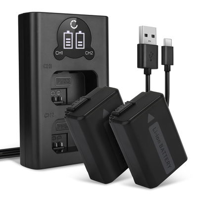 2x Akku + Tupla Laturi kameraan Sony Alpha 6000, 6400, A6000, 5100, Alpha 7, RX10 (I II III IV), A6100 A6300 A6500, NP-FW50 - NP-FW50 (1030mAh, 7.4V) tuotemerkiltä CELLONIC