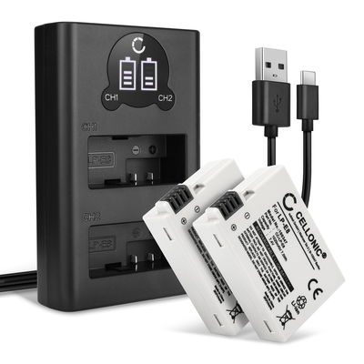 2x Akku + Tupla Laturi kameraan LP-E8 LC-E8 Canon 550D 600D 650D 700D, Rebel T2i T3i T4i T5i, Kiss X4 X5 X6i - LP-E8 (1020mAh, 7.4V) tuotemerkiltä CELLONIC