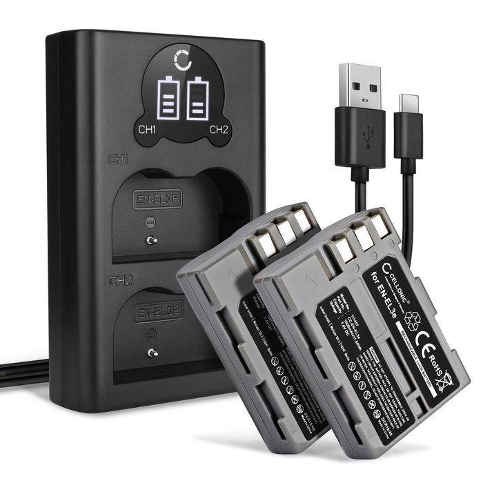 2x Nikon D200 akku + tuplalaturi tuotemerkiltä CELLONIC