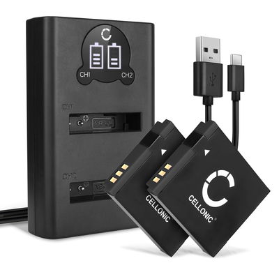 2x Akku + Tupla Laturi kameraan Canon PowerShot S95, S90, SX240 HS, SX260 HS, SX500 IS, SX600 HS, IXUS 95IS, IXUS 105, NB-6L - NB-6L NB-6LH (1000mAh, 3.7V) tuotemerkiltä CELLONIC