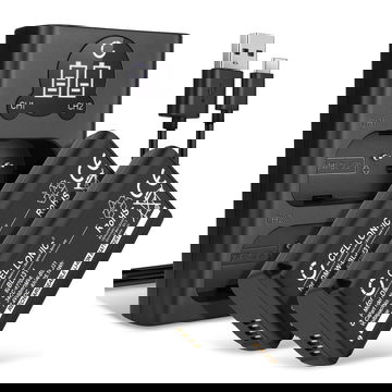 2x Camera Battery for Panasonic Lumix DC-S1, Lumix DC-S1H, Lumix DC-S1R + Dual Charger DMW-BTC14E