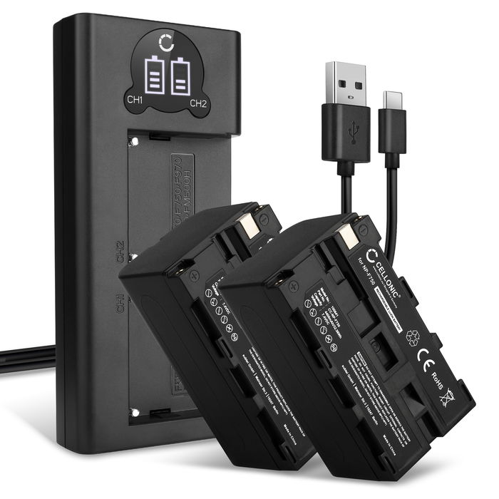 2x Sony NP-F750 akku + tuplalaturi tuotemerkiltä CELLONIC